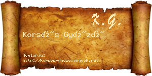 Korsós Győző névjegykártya